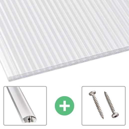 Polycarbonat Stegplatte | 16 mm | Profil A4 | Sparpaket | Plattenbreite 98 cm | Opal-Weiß | X-Struktur | Breite 3,08 m | Länge 2,00 m #1
