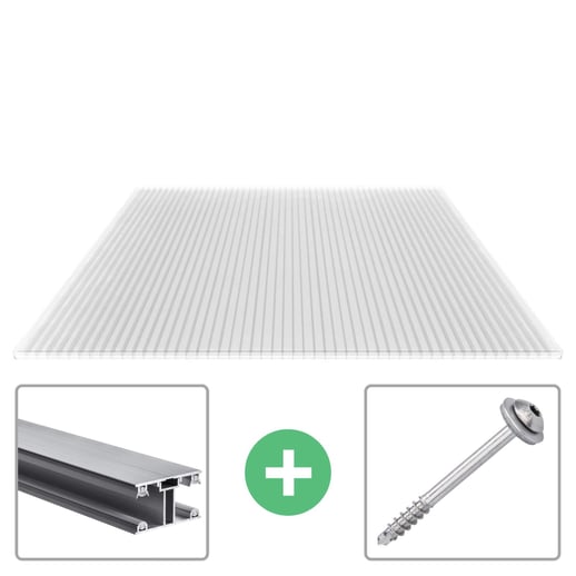 Polycarbonat Stegplatte | 16 mm | Profil ECO | Sparpaket | Plattenbreite 1,20 m | Klar | Breite 4,93 m | Länge 5,00 m #1