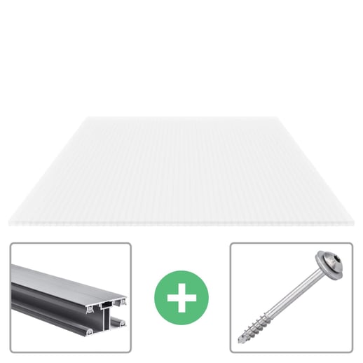 Polycarbonat Stegplatte | 16 mm | Profil ECO | Sparpaket | Plattenbreite 98 cm | Opal Weiß | Breite 3,05 m | Länge 5,00 m #1
