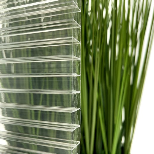 Polycarbonat Stegplatte | 16 mm | Profil ECO | Sparpaket | Plattenbreite 98 cm | Klar | X-Struktur | Breite 5,05 m | Länge 3,50 m #3