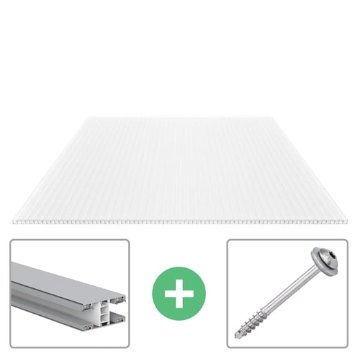 Polycarbonat Stegplatte | 16 mm | Profil Mendiger | Sparpaket | Plattenbreite 98 cm | Opal Weiß | X-Struktur | Breite 3,09 m | Länge 2,00 m #1