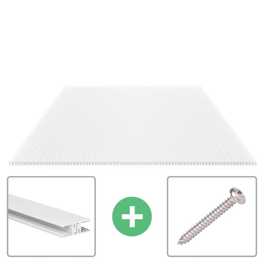 Polycarbonat Stegplatte | 16 mm | Profil Zevener Sprosse | Sparpaket | Plattenbreite 1,20 m | Opal Weiß | X-Struktur | Breite 6,27 m | Länge 4,50 m #1