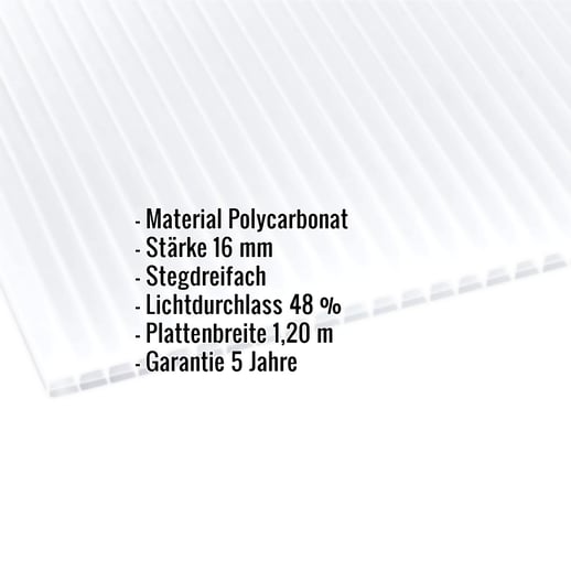 Polycarbonat Stegplatte | 16 mm | Breite 1,20 m | Opal Weiß | Blueline | 3,50 m #2