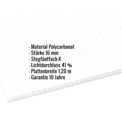 Polycarbonat Stegplatte | 16 mm | Breite 1,20 m | Opal Weiß | X-Struktur | 3,50 m #2