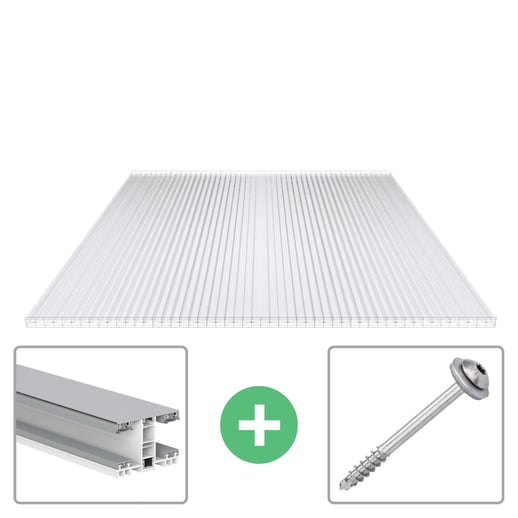 Polycarbonat Stegplatte | 25 mm | Profil Mendiger | Sparpaket | Plattenbreite 98 cm | Klar | X-Struktur | Breite 8,15 m | Länge 7,00 m #1