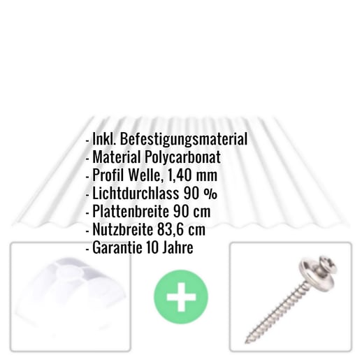 Polycarbonat Wellplatte | 76/18 | Sparpaket | 1,40 mm | Klar | C-Struktur | Breite 3,41 m | Länge 3,00 m #2