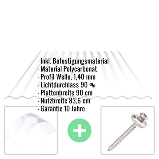 Polycarbonat Wellplatte | 76/18 | Sparpaket | 1,40 mm | Klar | Breite 3,41 m | Länge 3,00 m #2