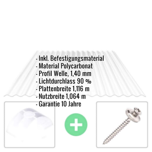 Polycarbonat Wellplatte | 76/18 | Sparpaket | 1,40 mm | Klar | Rillenstruktur | Breite 3,25 m | Länge 2,00 m #2