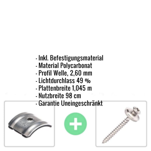 Polycarbonat Wellplatte | 76/18 | Sparpaket | 2,60 mm | Opal Weiß | Wabenstruktur | Breite 3,05 m | Länge 2,00 m #2
