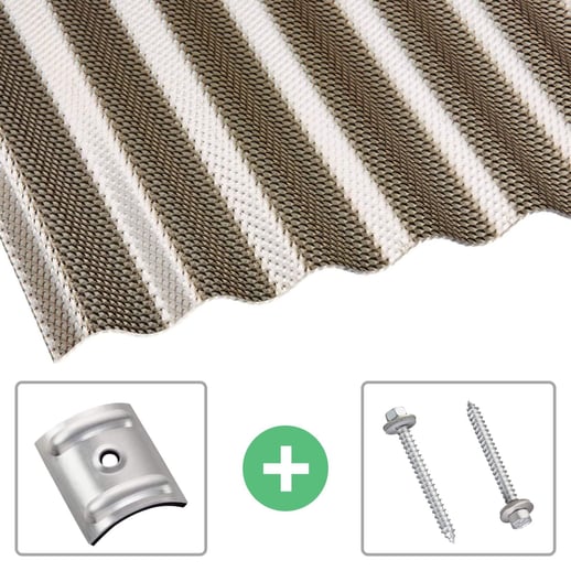 Polycarbonat Wellplatte | 76/18 | Sparpaket | 2,60 mm | Bronze | Wabenstruktur | Breite 7,91 m | Länge 5,00 m #1