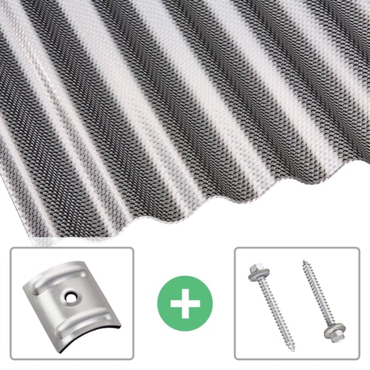 Polycarbonat Wellplatte | 76/18 | Sparpaket | 2,60 mm | Graphit | Wabenstruktur | Breite 7,91 m | Länge 5,00 m #1