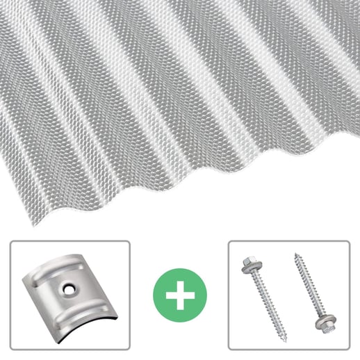 Polycarbonat Wellplatte | 76/18 | Sparpaket | 2,60 mm | Klar | Wabenstruktur | Breite 7,91 m | Länge 5,00 m #1