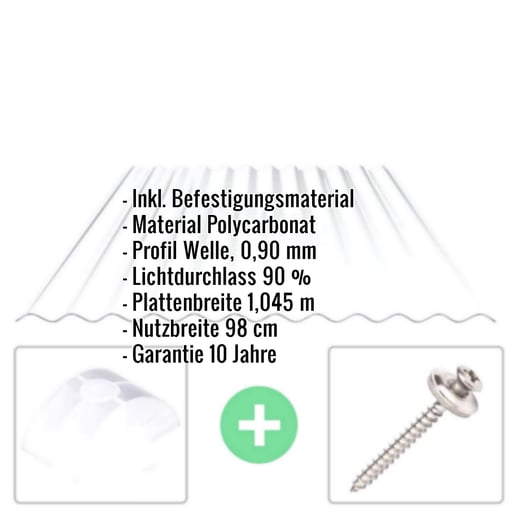 Polycarbonat Wellplatte | 76/18 | Sparpaket | 0,90 mm | Klar | Beidseitiger UV-Schutz | Breite 7,91 m | Länge 5,00 m #2