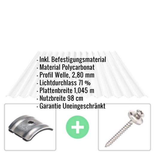 Polycarbonat Wellplatte | 76/18 | Sparpaket | 2,80 mm | Klar | Wabenstruktur | Breite 7,91 m | Länge 5,00 m #2