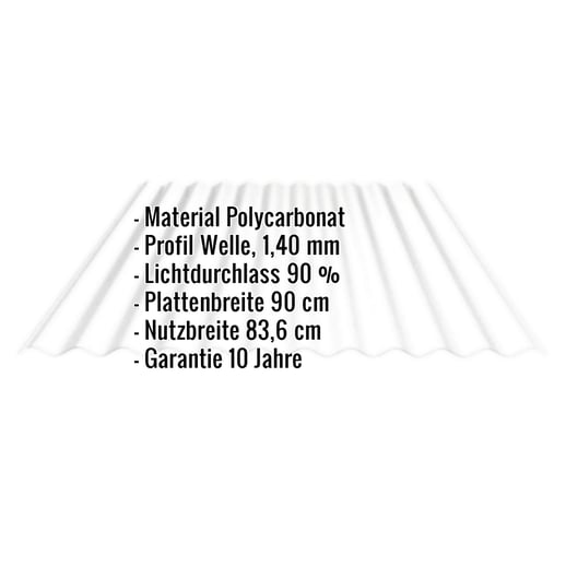 Polycarbonat Wellplatte | 76/18 | 1,40 mm | Klar | C-Struktur | 3,00 m #2