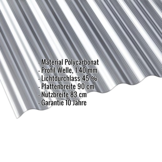 Polycarbonat Wellplatte | 76/18 | 1,40 mm | Anthrazit | Rillenstruktur | 3,00 m #2