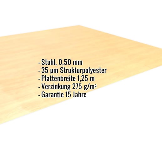 Flachblech | Stahl 0,50 mm | 35 µm Strukturpolyester | Holzoptik - Ahorn #2