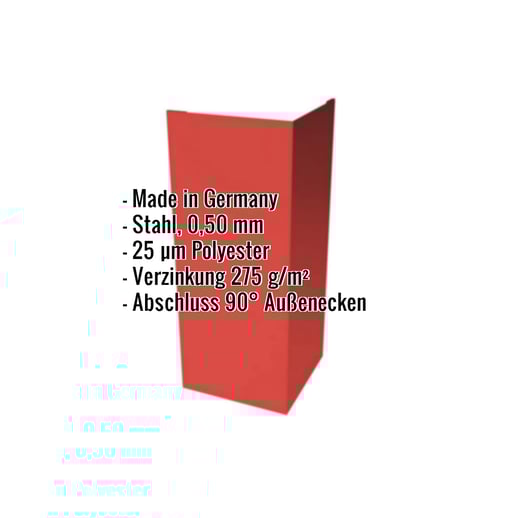 Außenecke | 15 cm x 15 cm x 2,00 m | Stahl 0,50 mm | 25 µm Polyester | 3016 - Korallenrot #2