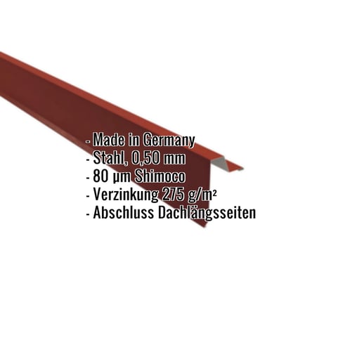 Ortgangwinkel | Stehfalzprofil 33/500 | Stahl 0,50 mm | 80 µm Shimoco | 3009 - Oxidrot #2