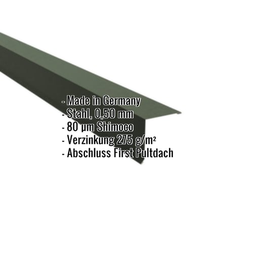 Pultabschluss | 11,5 x 11,5 cm | 85° | Stahl 0,50 mm | 80 µm Shimoco | 6020 - Chromoxidgrün #2