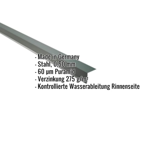Traufenblech | 5 x 5 cm | 95° | Stahl 0,50 mm | 60 µm Puramid | 6005 - Moosgrün #2