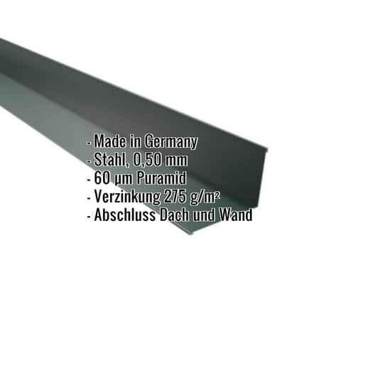 Wandanschluss | 16 x 11,5 cm | 95° | Stahl 0,50 mm | 60 µm Puramid | 6005 - Moosgrün #2