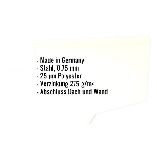 Wandanschluss | Typ 3 | 100 x 110 x 2000 | 90° | Stahl 0,75 mm | 25 µm Polyester | 9002 - Grauweiß #2