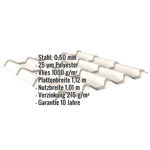 Pfannenblech EUROPA | Anti-Tropf 1000 g/m² | Stahl 0,50 mm | 25 µm Polyester | 9010 - Reinweiß #2
