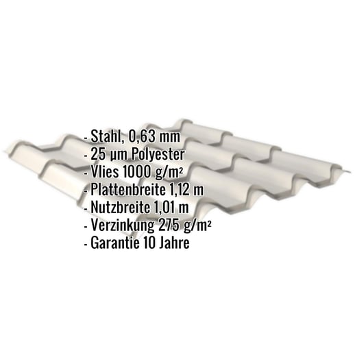 Pfannenblech EUROPA | Anti-Tropf 1000 g/m² | Stahl 0,63 mm | 25 µm Polyester | 9006 - Weißaluminium #2