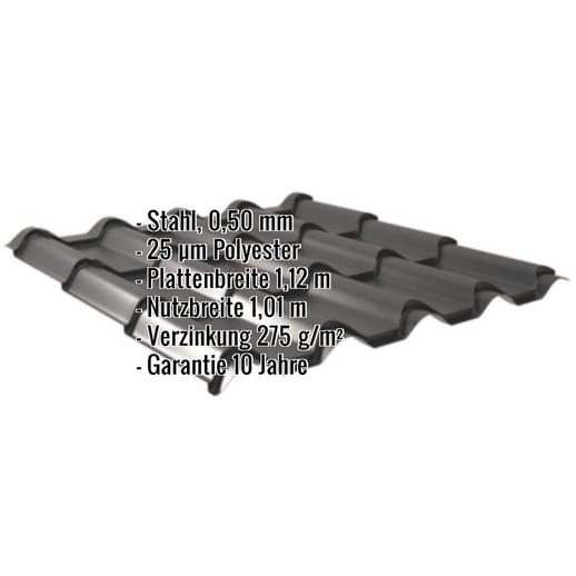 Pfannenblech EUROPA | Stahl 0,50 mm | 25 µm Polyester | 9005 - Tiefschwarz #2