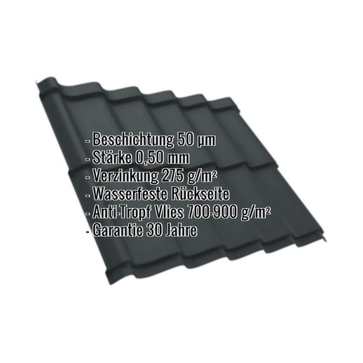 Pfannenblech Szafir 350/15 | Anti-Tropf 700 g/m² | Stahl 0,63 mm | 50 µm PURLAK® | 7016 - Anthrazitgrau #2