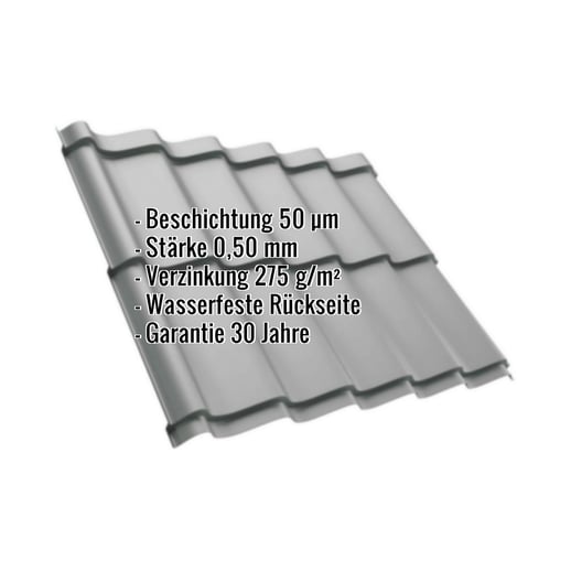 Pfannenblech Szafir 350/15 | Stahl 0,63 mm | 50 µm PURLAK® | 9006 - Weißaluminium #2