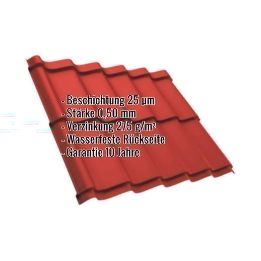 Pfannenblech Szafir 350/15 | Stahl 0,50 mm | 25 µm Polyester | 3016 - Korallenrot #2
