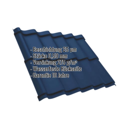 Pfannenblech Szafir 350/15 | Stahl 0,50 mm | 25 µm Polyester | 5010 - Enzianblau #2