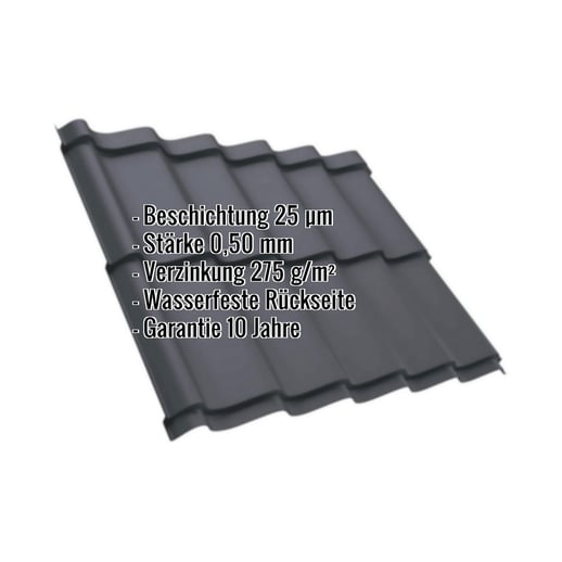 Pfannenblech Szafir 350/15 | Stahl 0,50 mm | 25 µm Polyester | 7024 - Graphitgrau #2