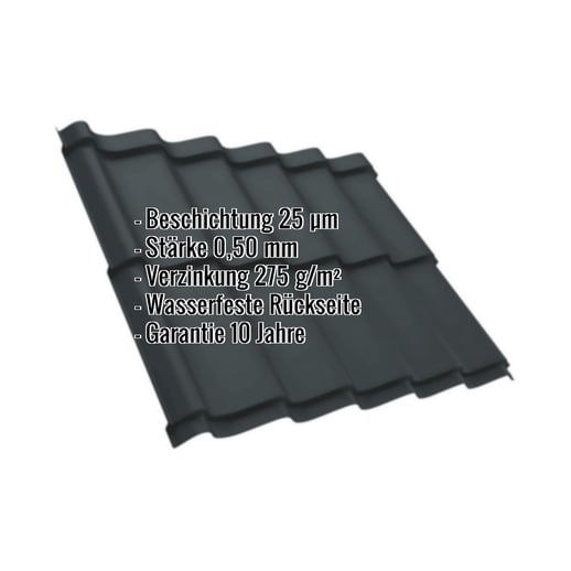 Pfannenblech Szafir 350/15 | Stahl 0,50 mm | 25 µm Polyester | 7016 - Anthrazitgrau #2