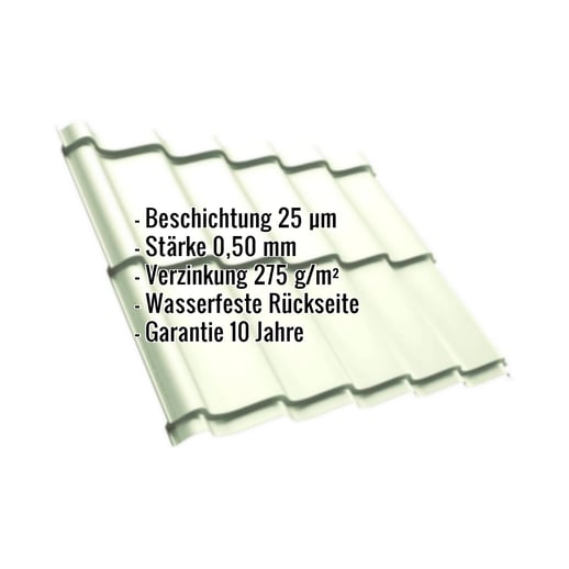 Pfannenblech Szafir 350/15 | Stahl 0,50 mm | 25 µm Polyester | 9002 - Grauweiß #2