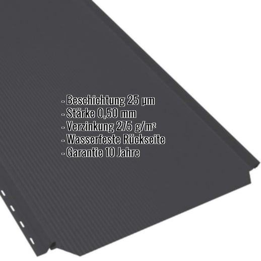 Stehfalzblech PD-510-S | Nano | Stahl 0,50 mm | 50 µm PURLAK® | 9005 - Tiefschwarz #2