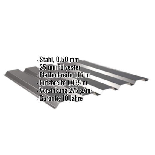 Trapezblech 35/207 | Wand | Stahl 0,50 mm | 25 µm Polyester | 9005 - Tiefschwarz #2