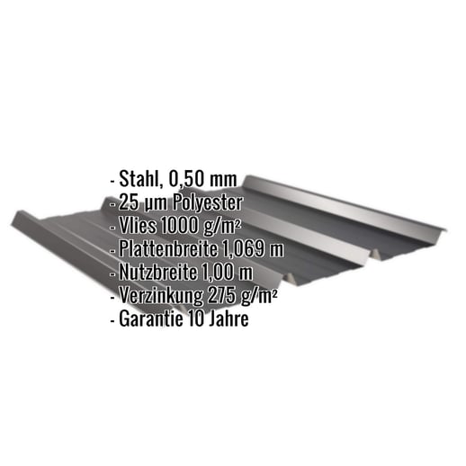 Trapezblech 45/333 | Dach | Anti-Tropf 1000 g/m² | Stahl 0,50 mm | 25 µm Polyester | 9005 - Tiefschwarz #2