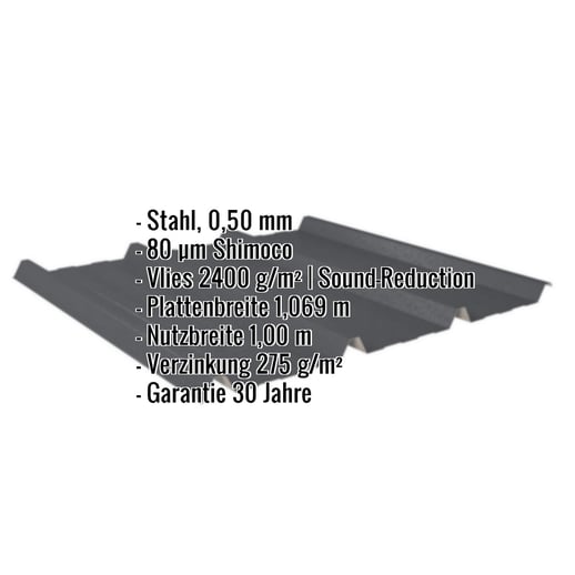 Trapezblech 45/333 | Dach | Anti-Tropf 2400 g/m² | Stahl 0,50 mm | 80 µm Shimoco | 7016 - Anthrazitgrau #2