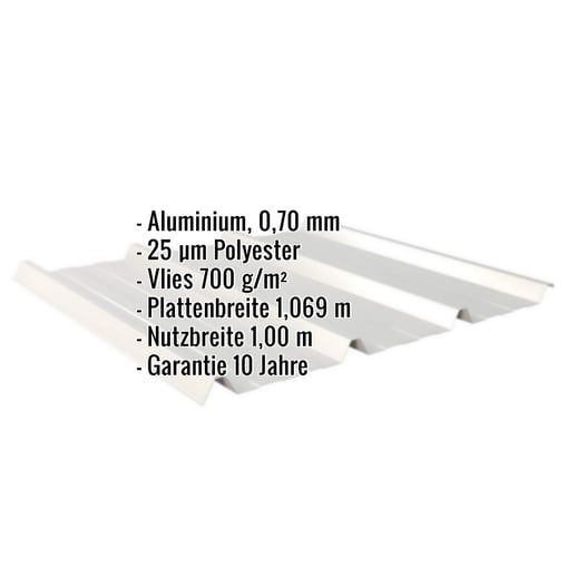 Trapezblech 45/333 | Dach | Anti-Tropf 700 g/m² | Aluminium 0,70 mm | 25 µm Polyester | 9006 - Weißaluminium #2