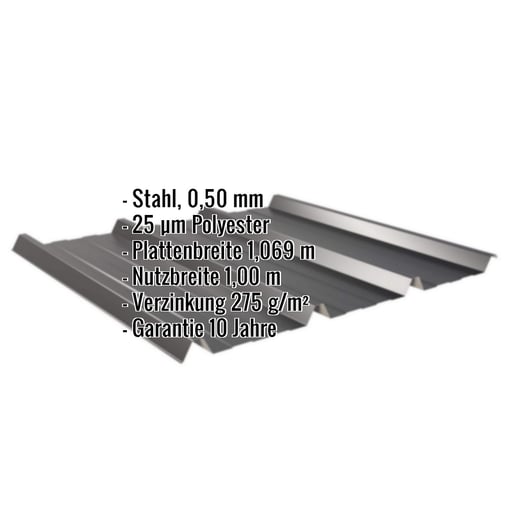 Trapezblech 45/333 | Dach | Stahl 0,50 mm | 25 µm Polyester | 9005 - Tiefschwarz #2