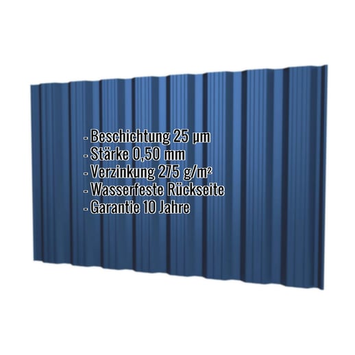 Trapezblech T18DR | Wand | Stahl 0,50 mm | 25 µm Polyester | 5010 - Enzianblau #2