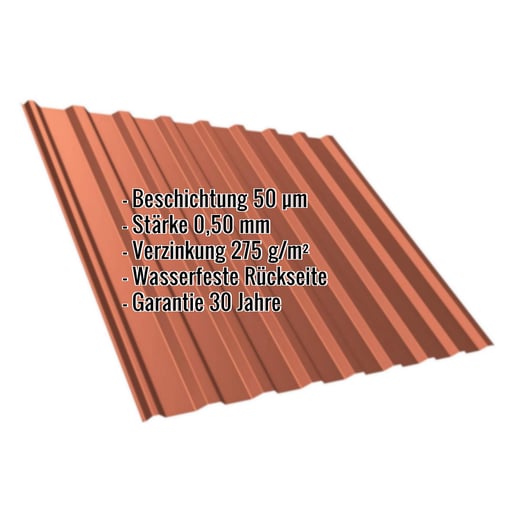 Trapezblech T20M | Dach | Stahl 0,50 mm | 50 µm PURLAK® | 8004 - Kupferbraun #2