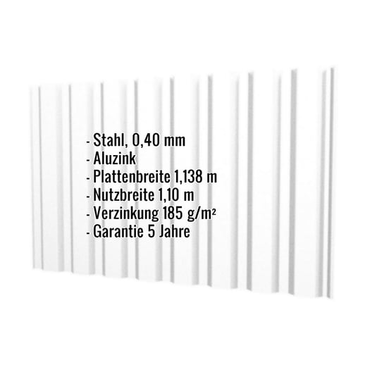 Trapezblech T20M | Wand | Stahl 0,40 mm | Aluzink | Silbergrau #2