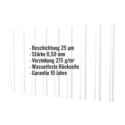 Trapezblech T20M | Wand | Stahl 0,50 mm | 25 µm Polyester | 9010 - Reinweiß #2