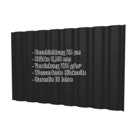 Trapezblech T20M | Wand | Stahl 0,50 mm | 25 µm Polyester | 9005 - Tiefschwarz #2