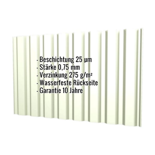 Trapezblech T20M | Wand | Stahl 0,75 mm | 25 µm Polyester | 9002 - Grauweiß #2
