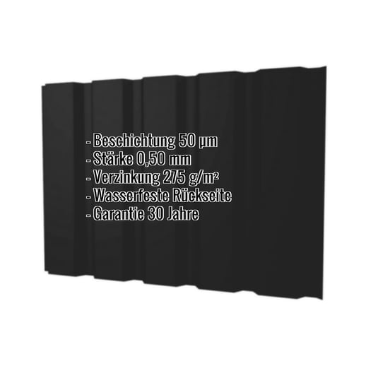 Trapezblech T35/207M | Wand | Stahl 0,50 mm | 50 µm PURMAT® | 033 - Schwarz #2